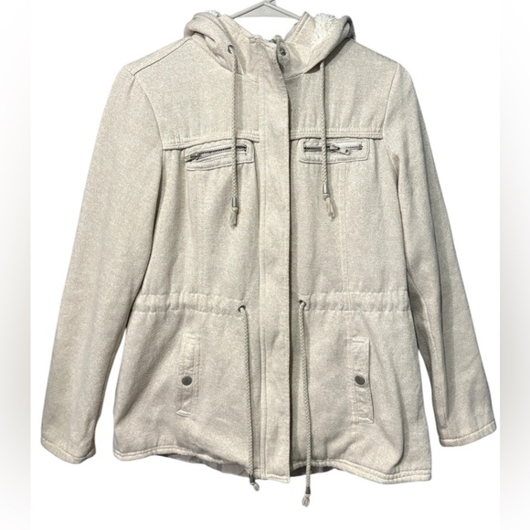 Guess jacket/sweater with cap women’s size:M color:cream - Picture 1 of 9